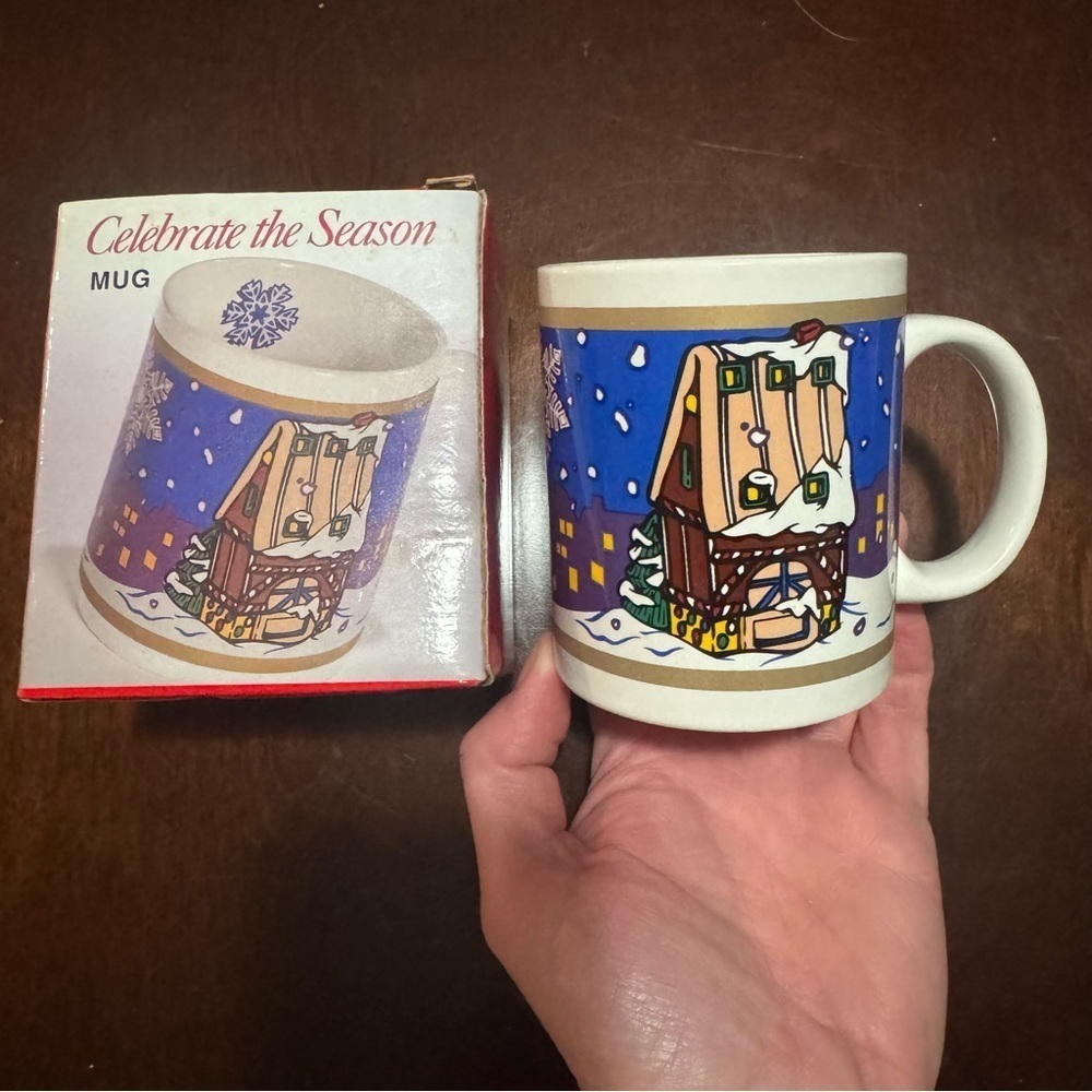 Vtg 90s Gingerbread Mug Celebrate The Season Christmas Holiday Winter Cup 1996
